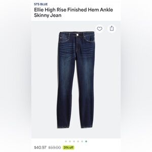 STS Blue Ellie High Rise Ankle Skinny Jeans in Dark Blue
